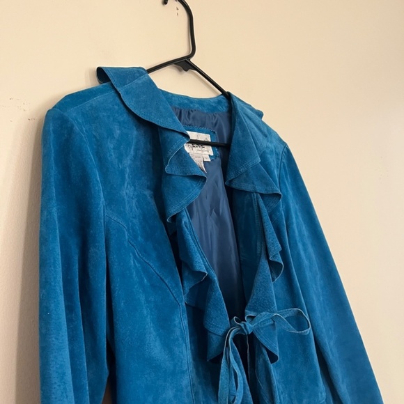 Vintage Suede Ruffle Jacket size L - Picture 3 of 7